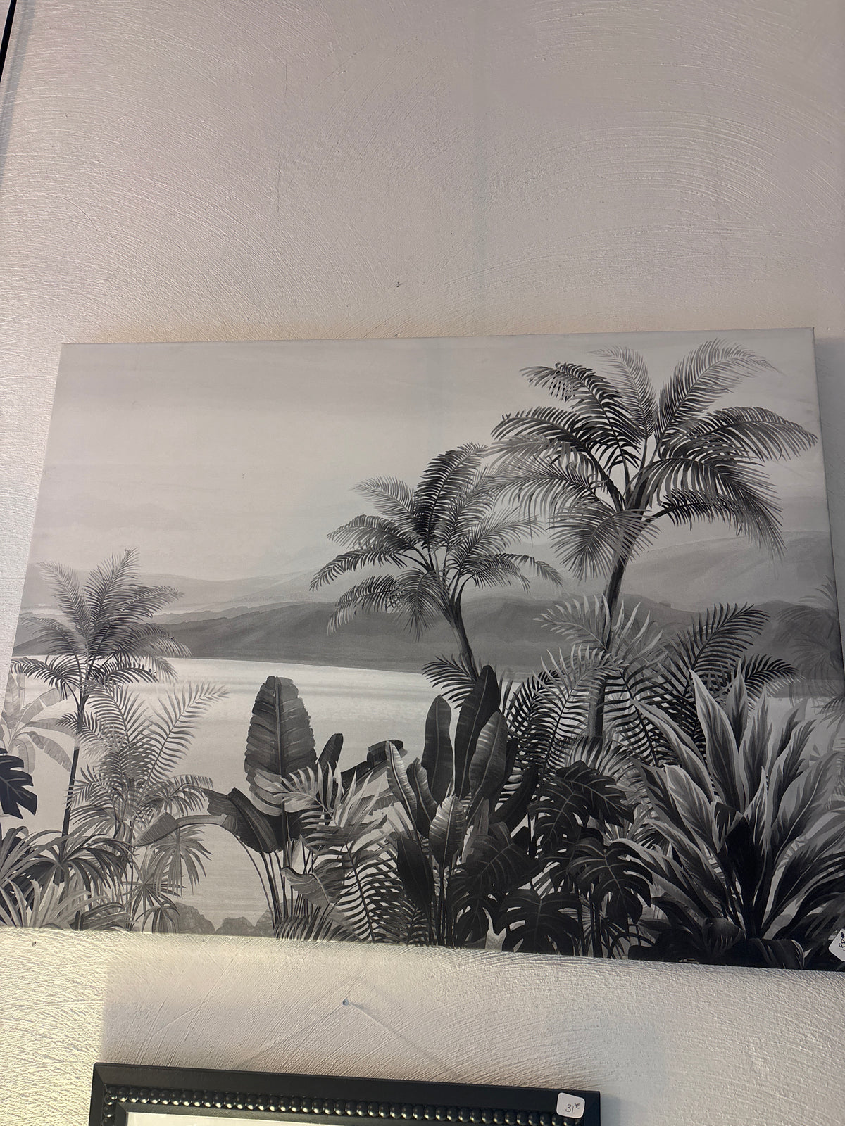 Tableau peinture tropique noir et blanc emde
