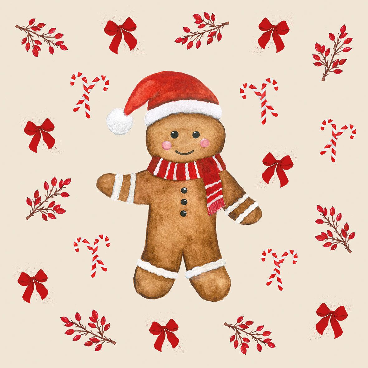 Paquet de serviettes en papier PPD avec motif bonhomme de pain d'épices Petit Biscuit.