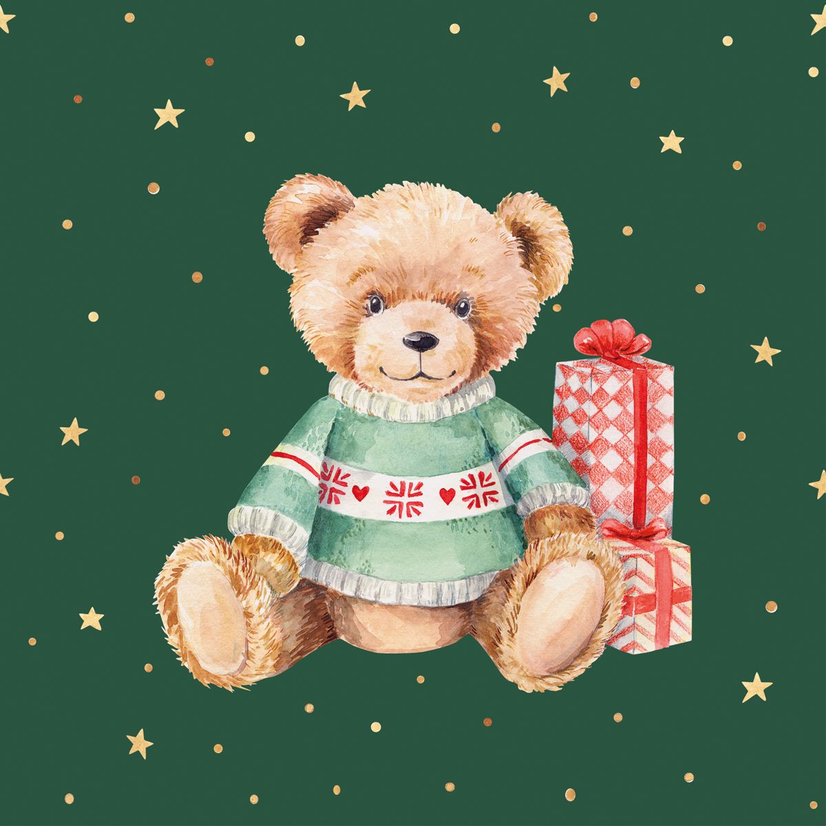 Paquet de serviettes en papier de table PPD 33x33 cm avec illustration teddy