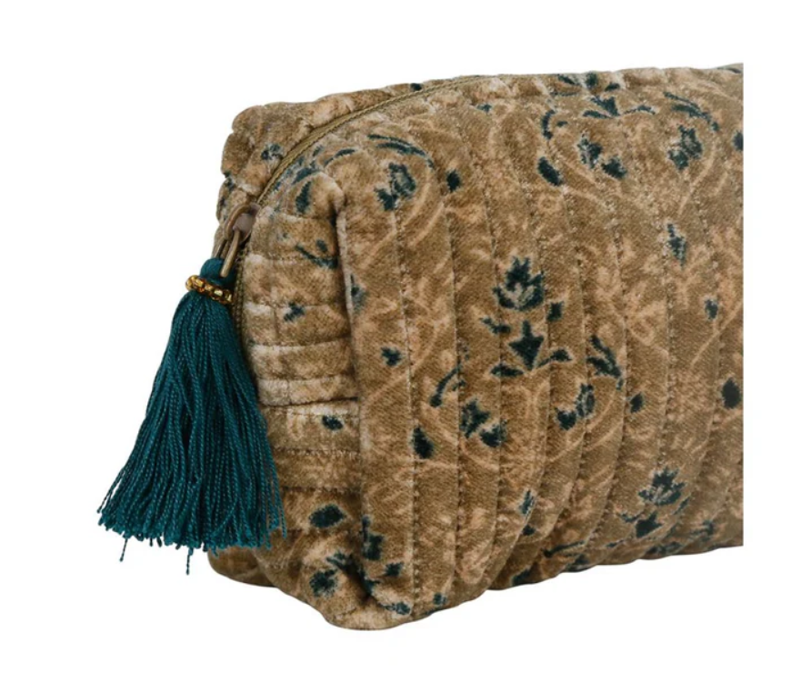 trousse velours beige émeraude SEMA