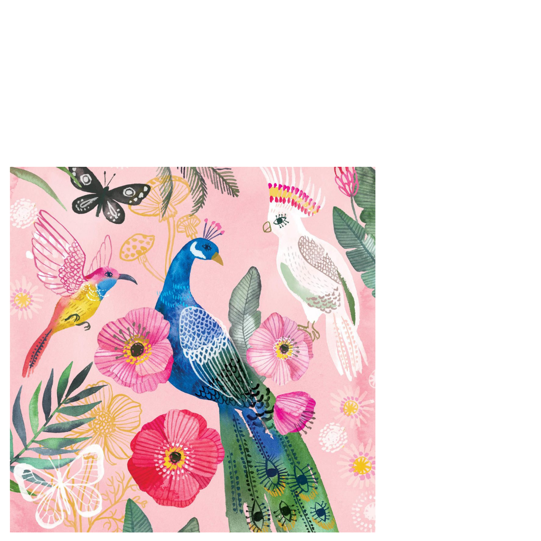 Paquet de serviettes en papier cocktail PPD 25x25 cm avec motif Exotica