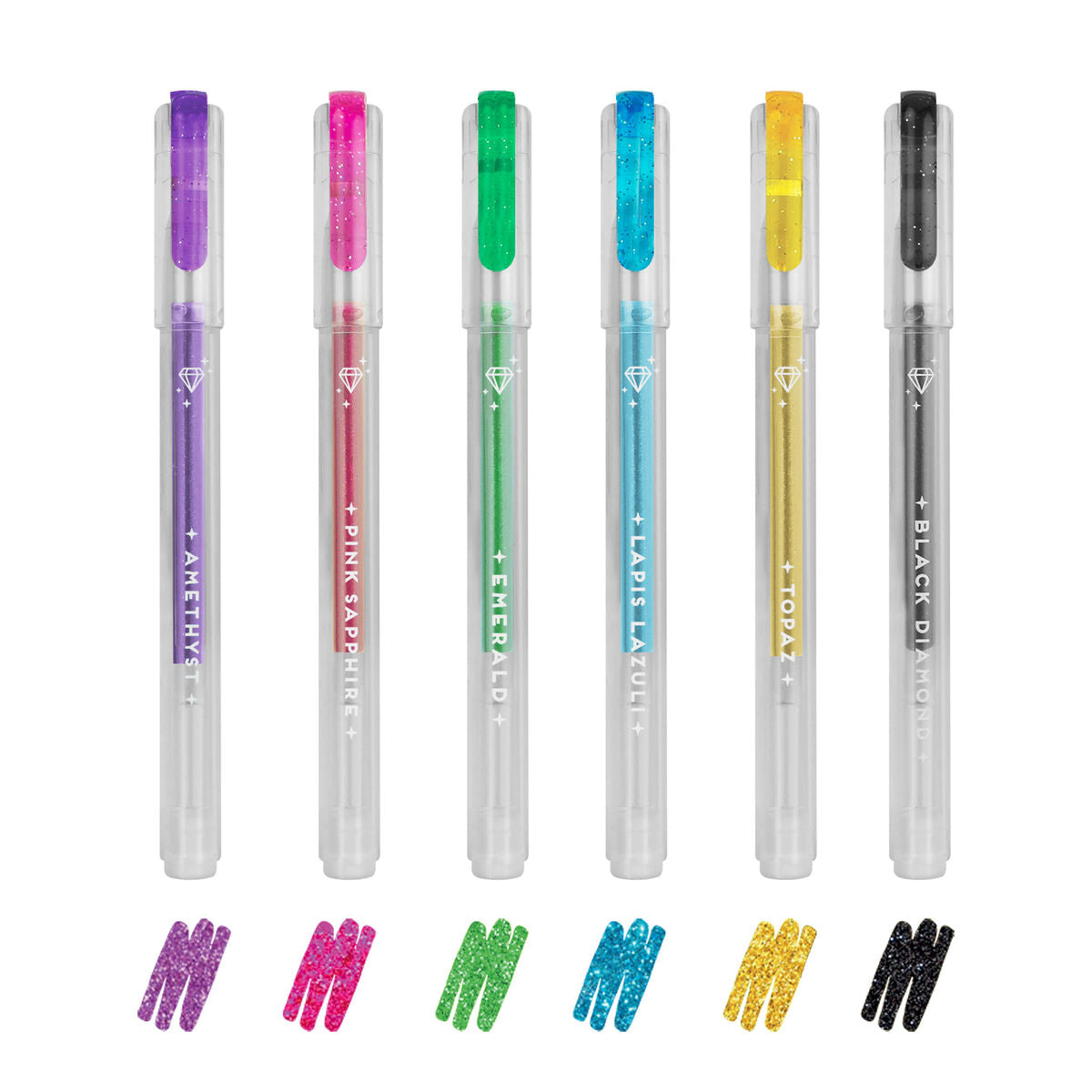 6 couleurs encre gel glitter Legami â violet rose vert bleu jaune noir pailletĂ©s pointe 1mm