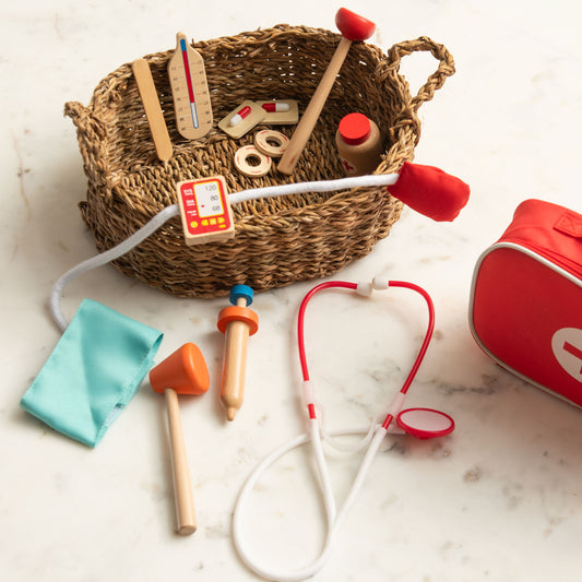 Instruments médicaux miniatures bois peint set docteur enfant jeu imitation