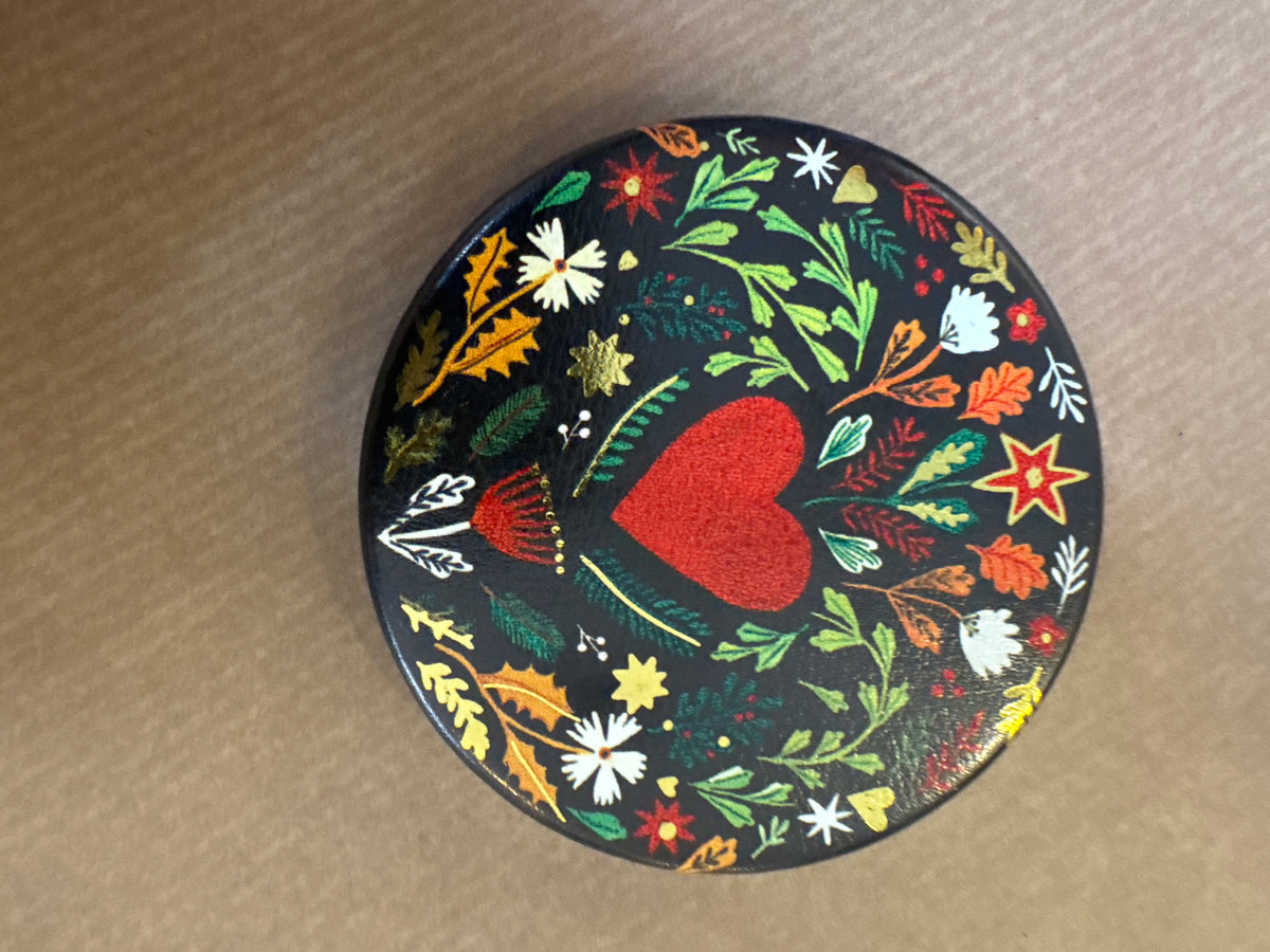 Miroir de poche Folk coeur rouge cartes d’art