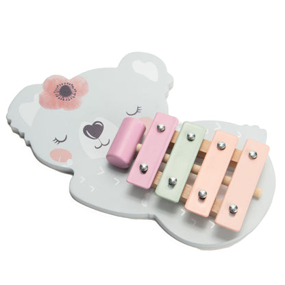 Xylophone en bois koala lila Amadeus Les Petits avec baguette musicale aux teintes pastel pour enfant