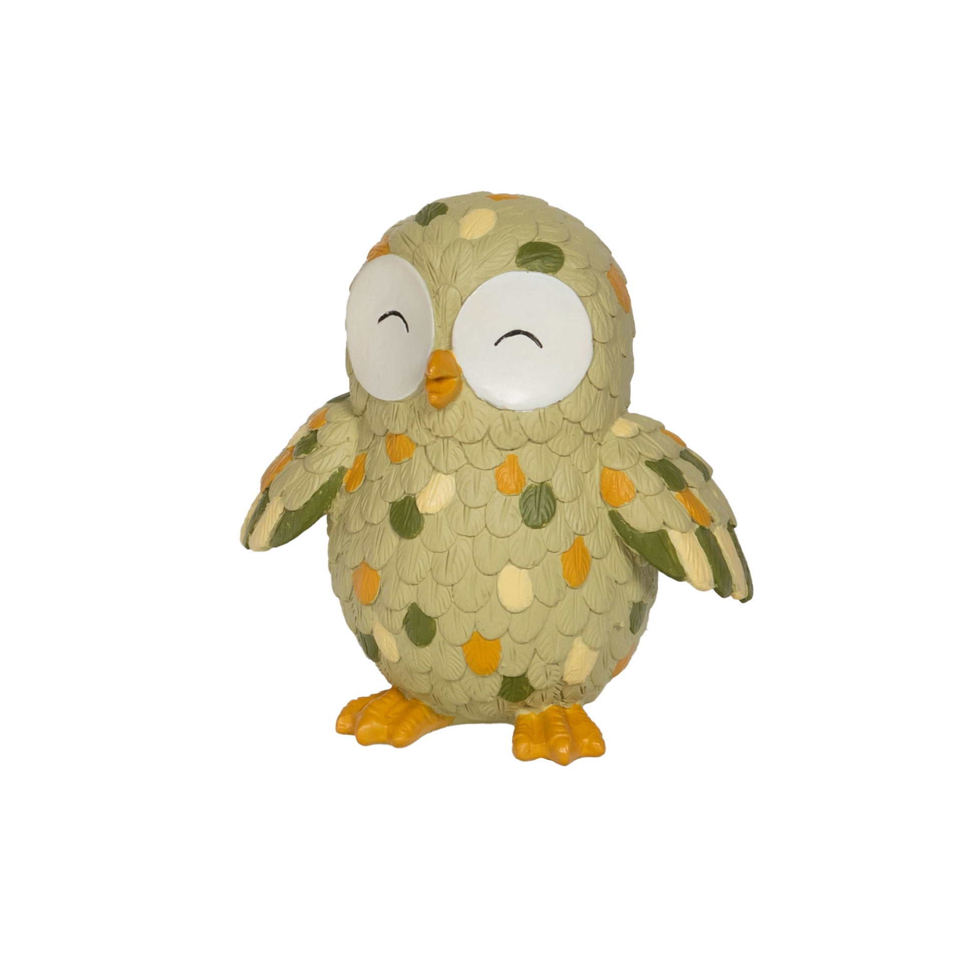 Figurine décorative chouette Toby résine verte ocre H.14 cm Amadeus – MT Boutique