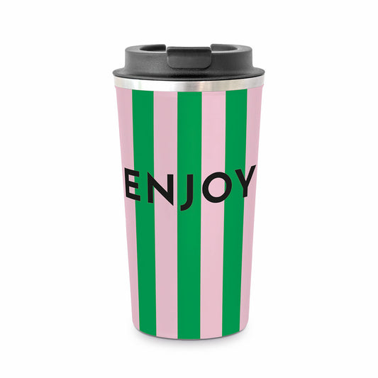 Gobelet isotherme Coffee2Go PPD en acier inoxydable avec le design typographique Formart Enjoy.