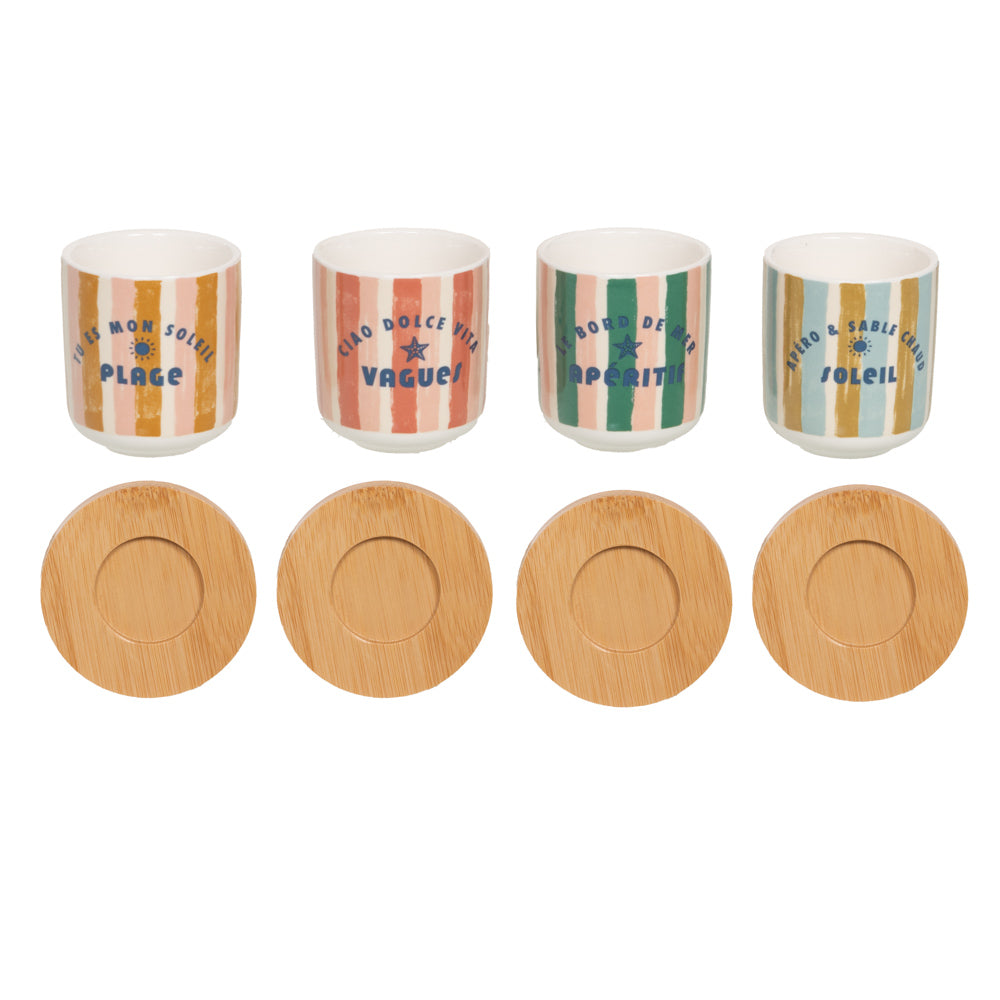 Coffret 4 Tasses & Sous-tasses "Beach Club"