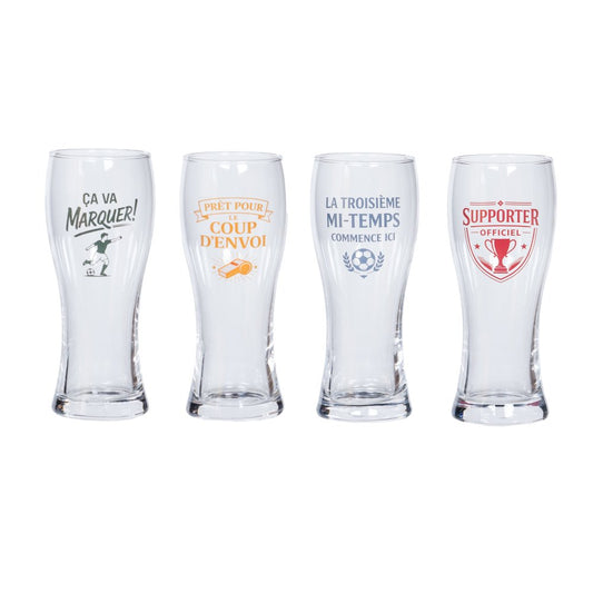 Set de 4 verres à bière football 50cl décorés de visuels footballistiques – MT Boutique L'Isle-Jourdain