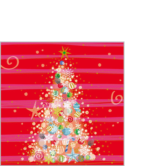 Paquet de serviettes cocktail en papier PPD avec motif de Noël aux nuances rouges et roses Christmas Red Pink.