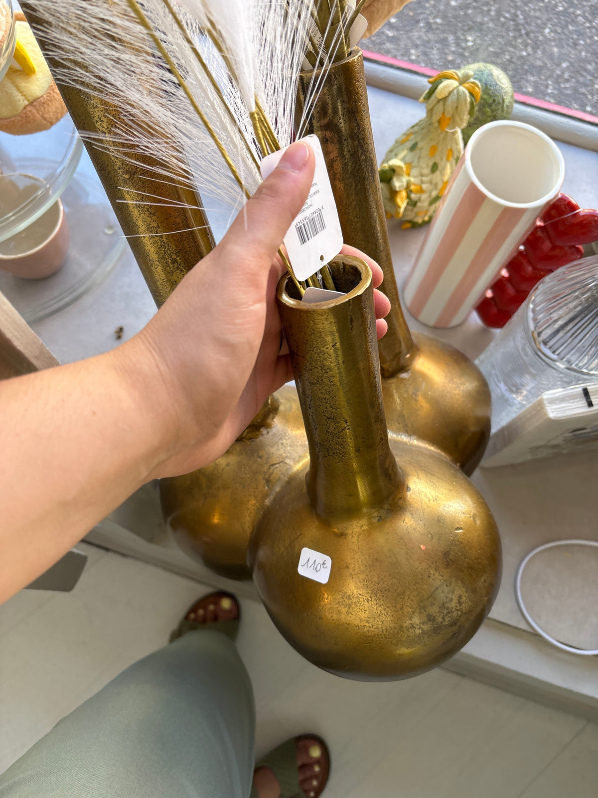 Vase doré 3 boules