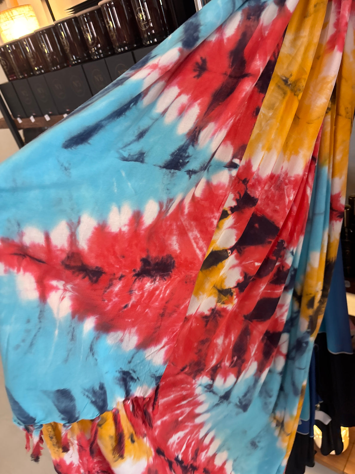Paréo viscose, tye and Die multicolore atoll palm  ￼