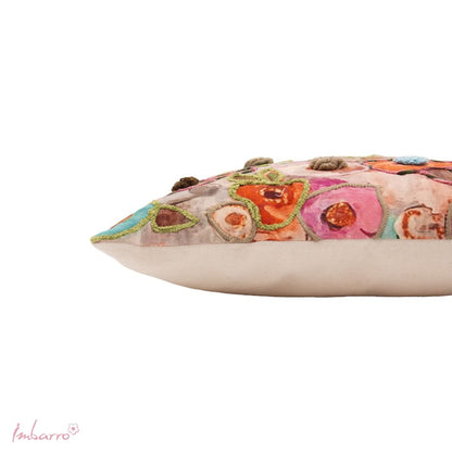 Coussin Neri Imbarro housse brodée fleurs + coussin intérieur inclus – cadeau déco crémaillère anniversair