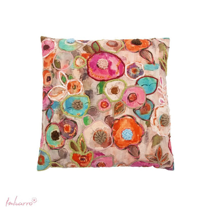Coussin Neri Imbarro 50x50 cm broderie main fleurs multicolores 100% coton – MT Boutique L'Isle-Jourdain