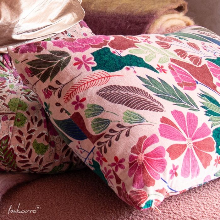 Coussin décoratif romantique rose fleuri canapé salon MT Boutique L'Isle-Jourdain