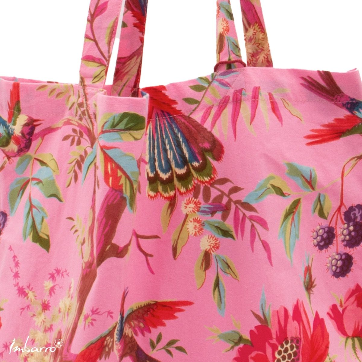 Sac cabas coton pliable compact imprimé Paradise rose Imbarro