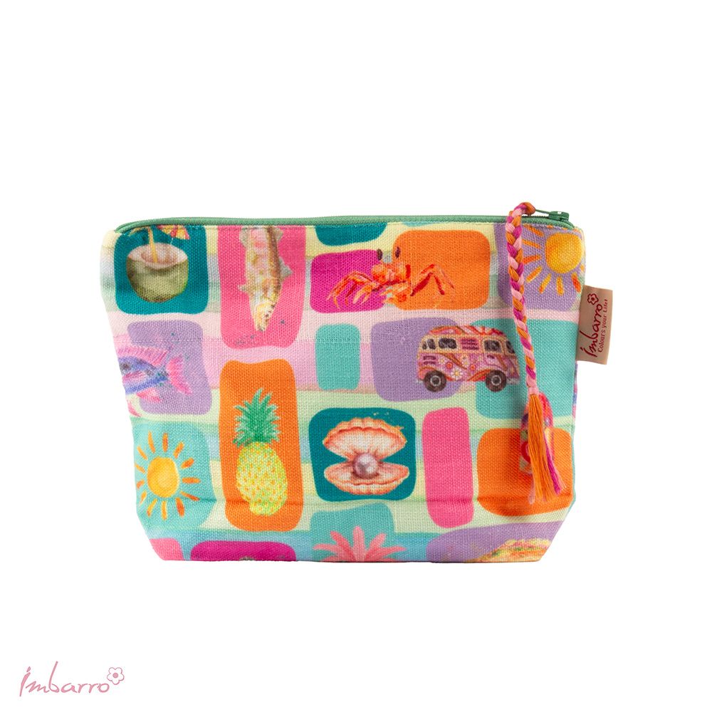 Pochette Summer Breeze Hola Sunshine Imbarro 24x20 cm coton brodé main multicolore – MT Boutique L'Isle-Jourdain