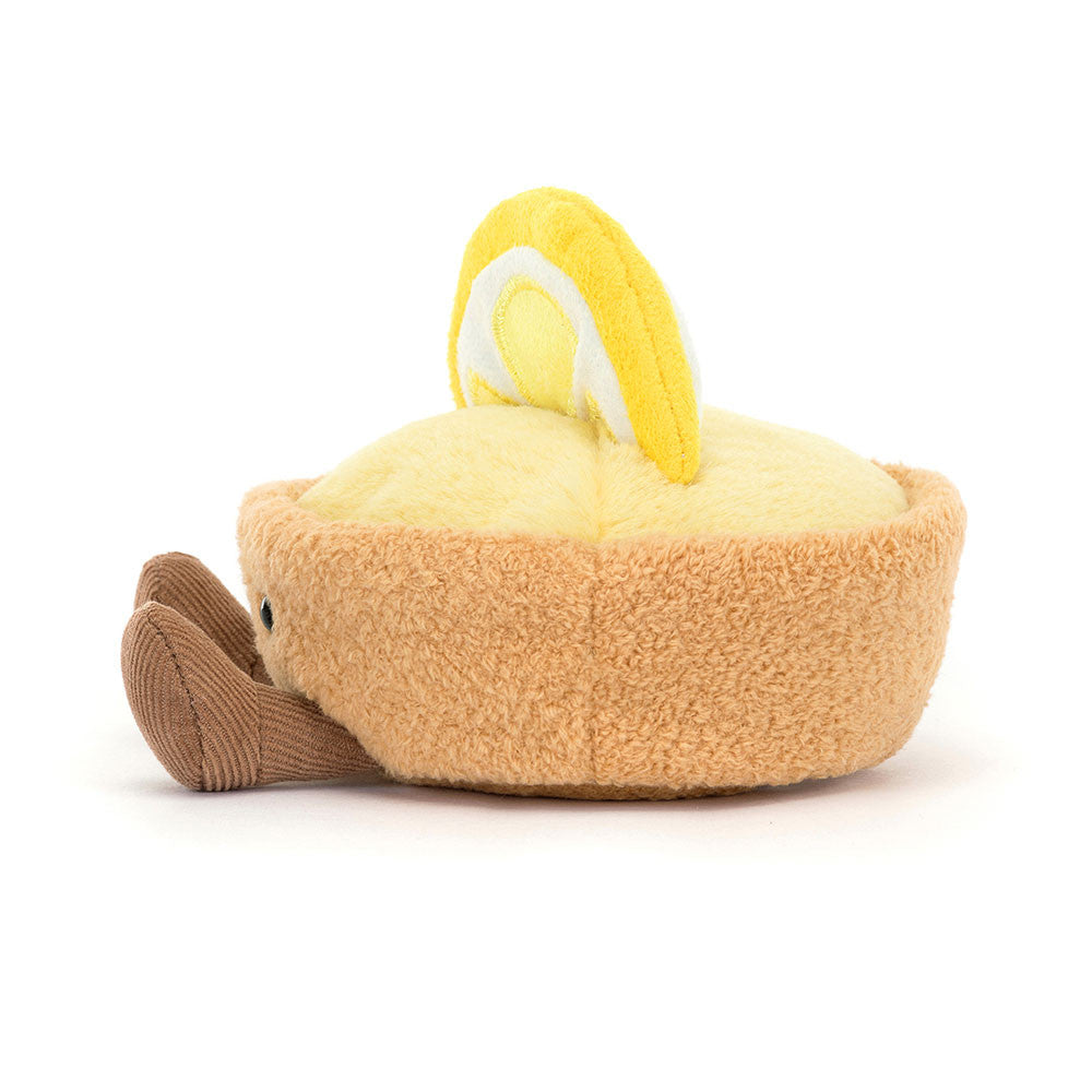 Détail broderie sourire peluche tarte au citron Jellycat