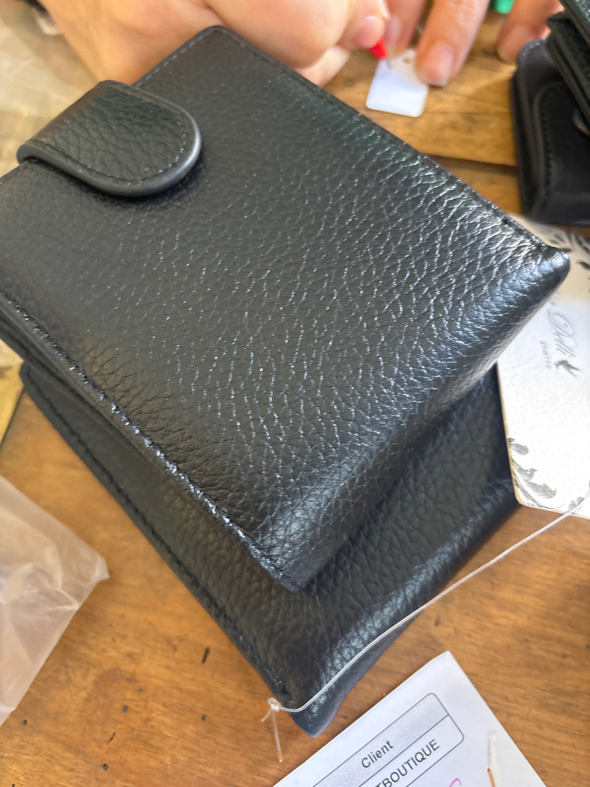 Porte monnaie cuir noir 0622