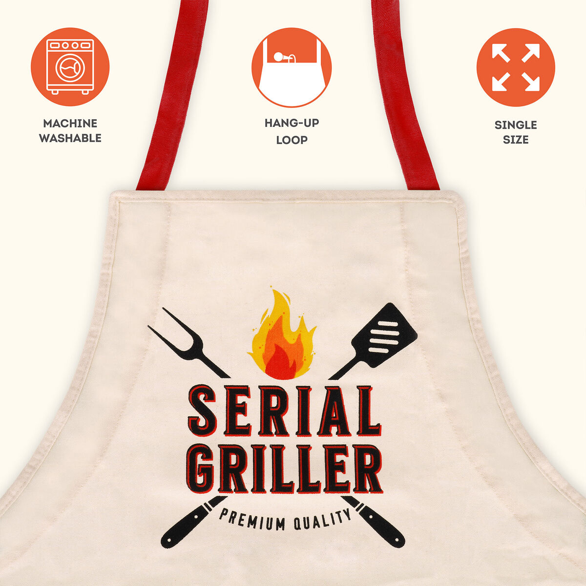Détail imprimé Serial Griller Super Chef tablier cuisine Legami style barbecue