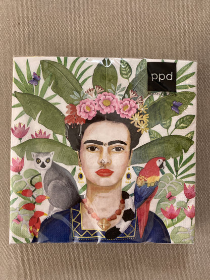 Paquet de serviettes en papier Village de Coyoacán Frida Kahlo 33x33 cm de PPD, vue de face.