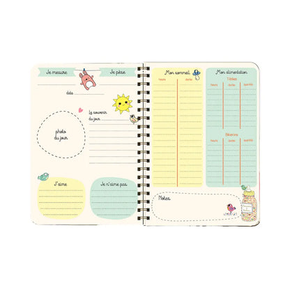 Pages intérieures journal bébé pré-rempli sommeil alimentation photo souvenir