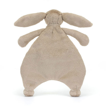 Détail tête lapin beige soyeuse Jellycat Comforter – douceur premium sommeil bébé