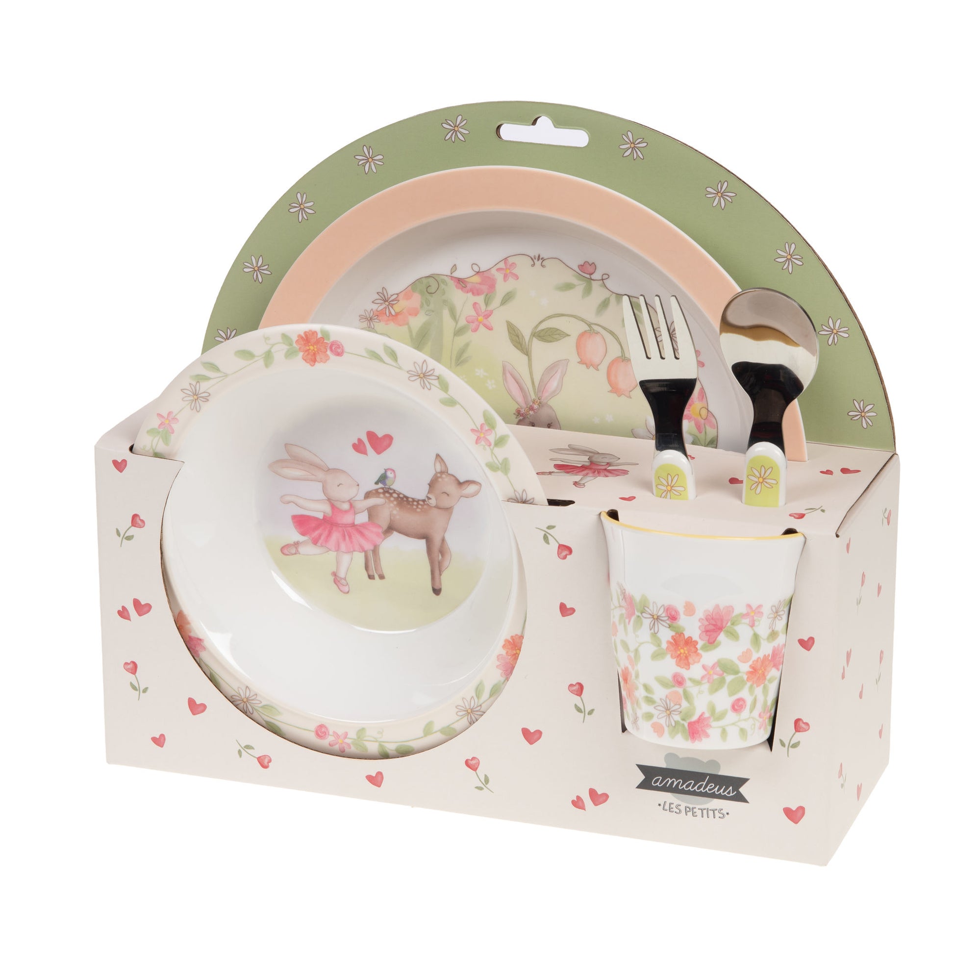 Couverts enfant inox fourchette cuillère adaptés petites mains coffret Ballerine