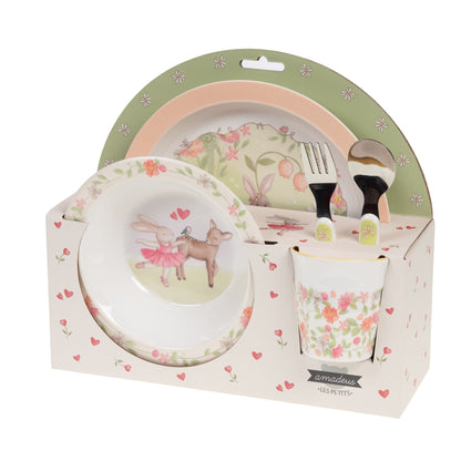 Couverts enfant inox fourchette cuillère adaptés petites mains coffret Ballerine