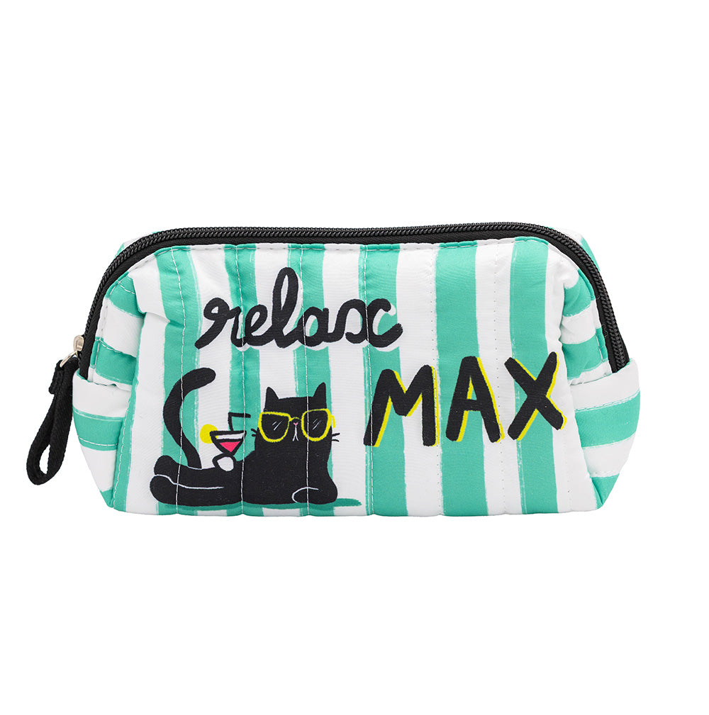 Petite trousse matelassée Relax Max chat noir lunettes jaunes Carte d'Art 13,5x16,5 cm