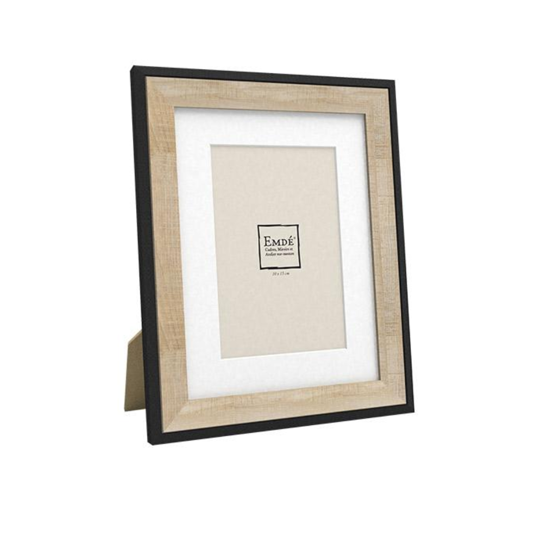 Cadre photo bois clair filet noir EMDE 15x20 cm passe-partout minimaliste FSC