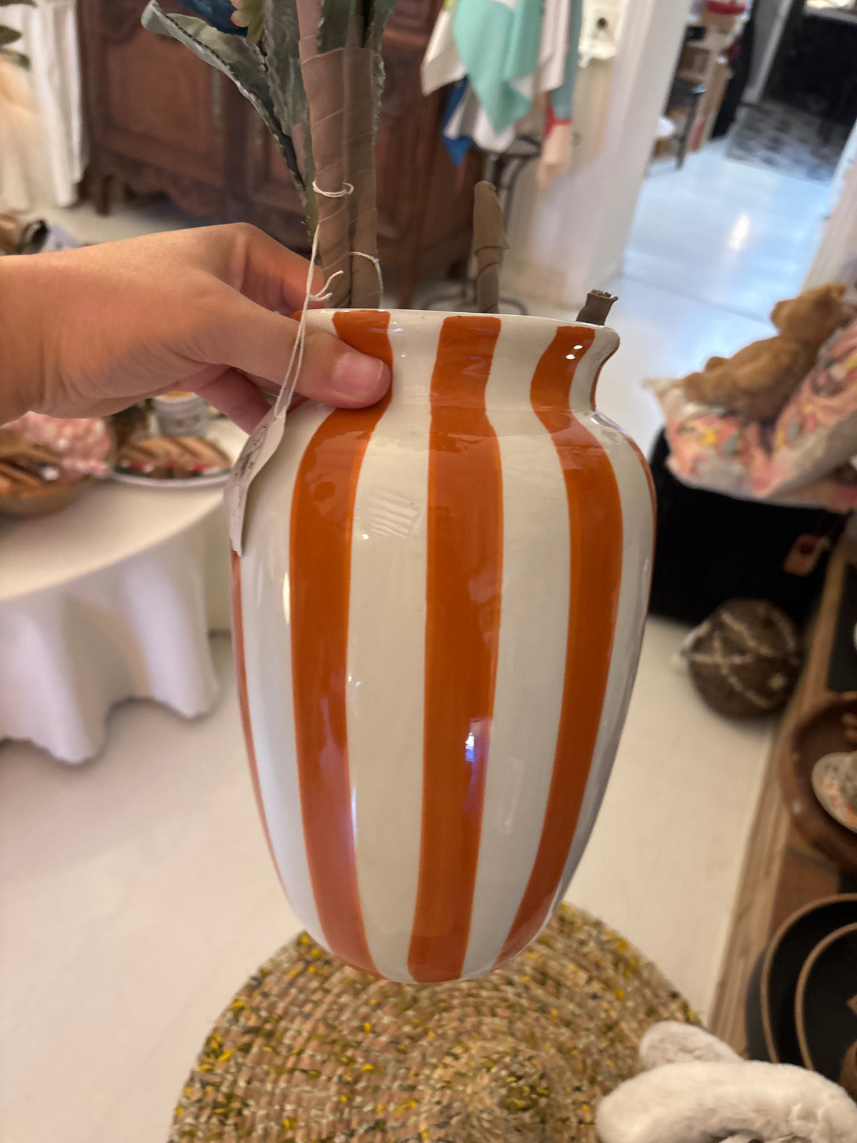 Vase rayé orange