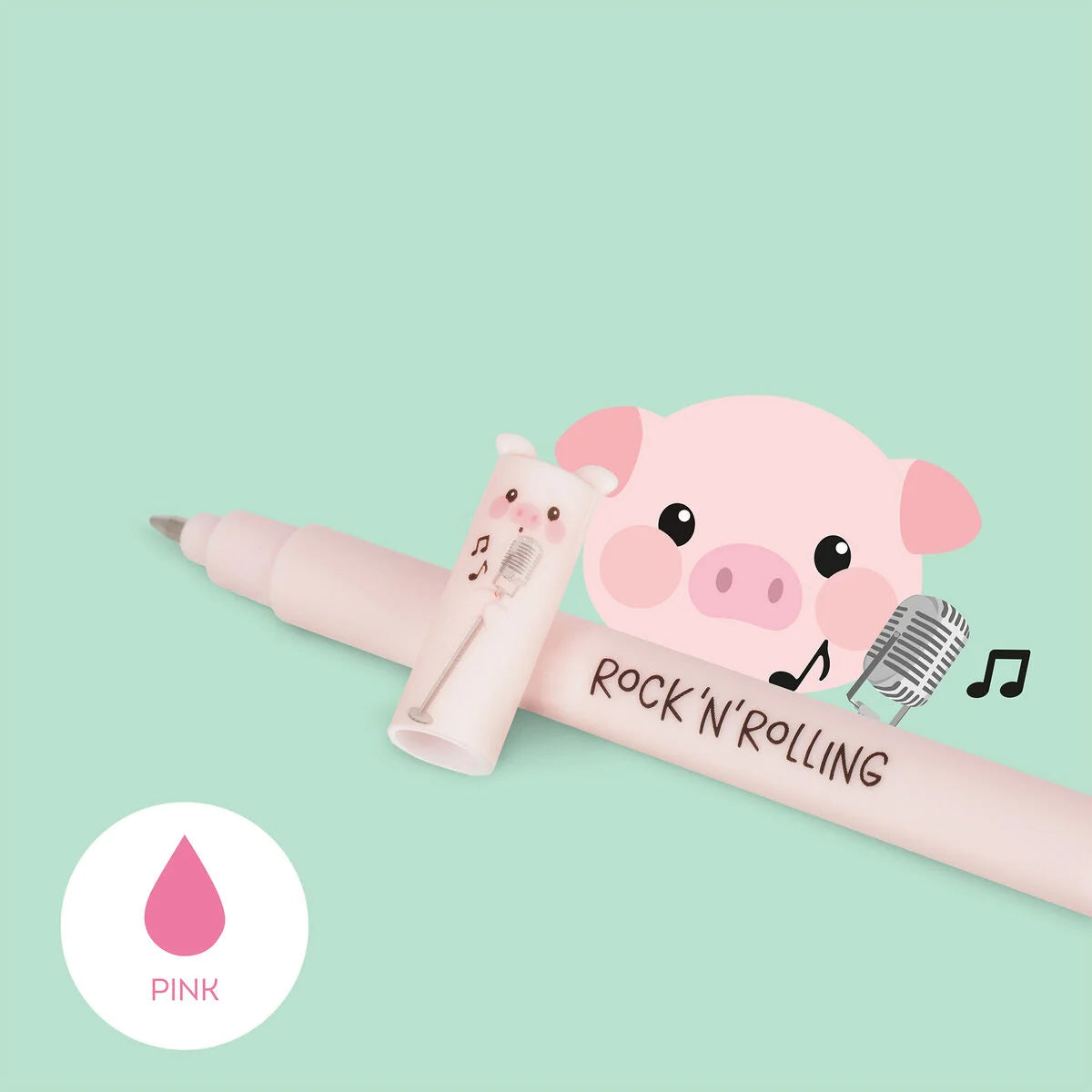 Lot stylos gel effaçables Ferme Vache, Cochon, Âne & Coq