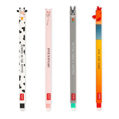 Set stylos kawaii Farm Sweet Farm vache cochon âne coq Legami Milano