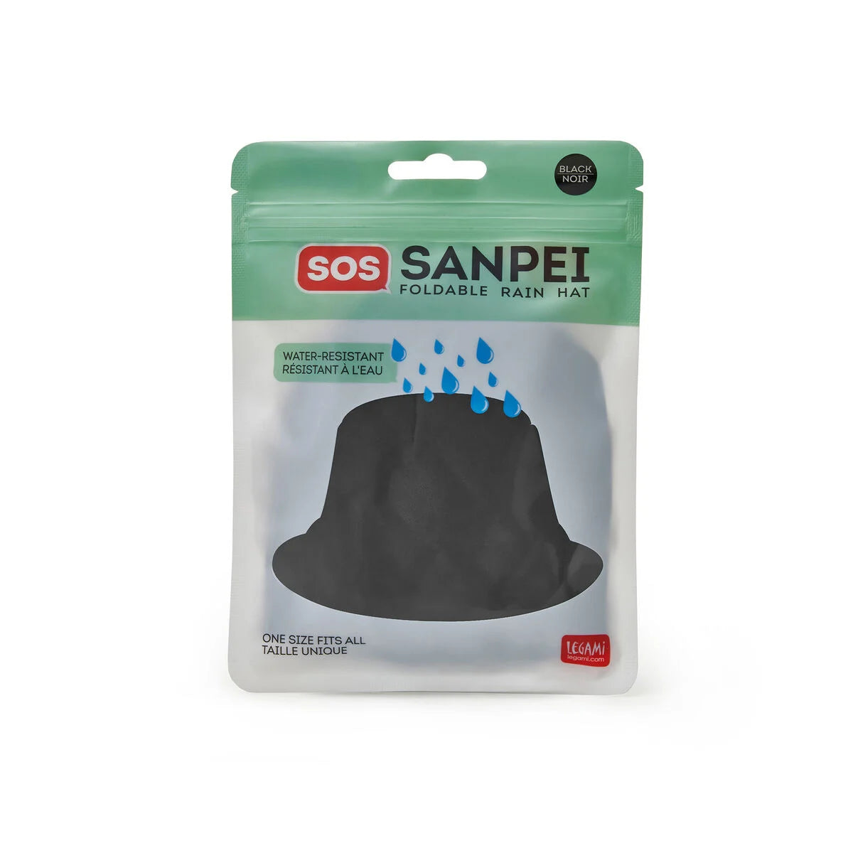 Chapeau de pluie pliable noir SOS Sanpei Legami – MT Boutique