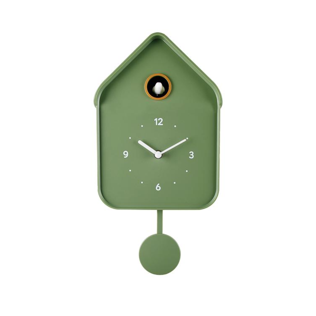 Horloge coucou verte vintage moderne balancier EMDE 20,6x39 cm déco murale