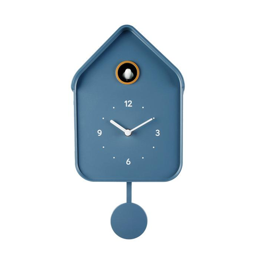 Horloge coucou bleue vintage moderne balancier EMDE 20,6x39 cm déco murale
