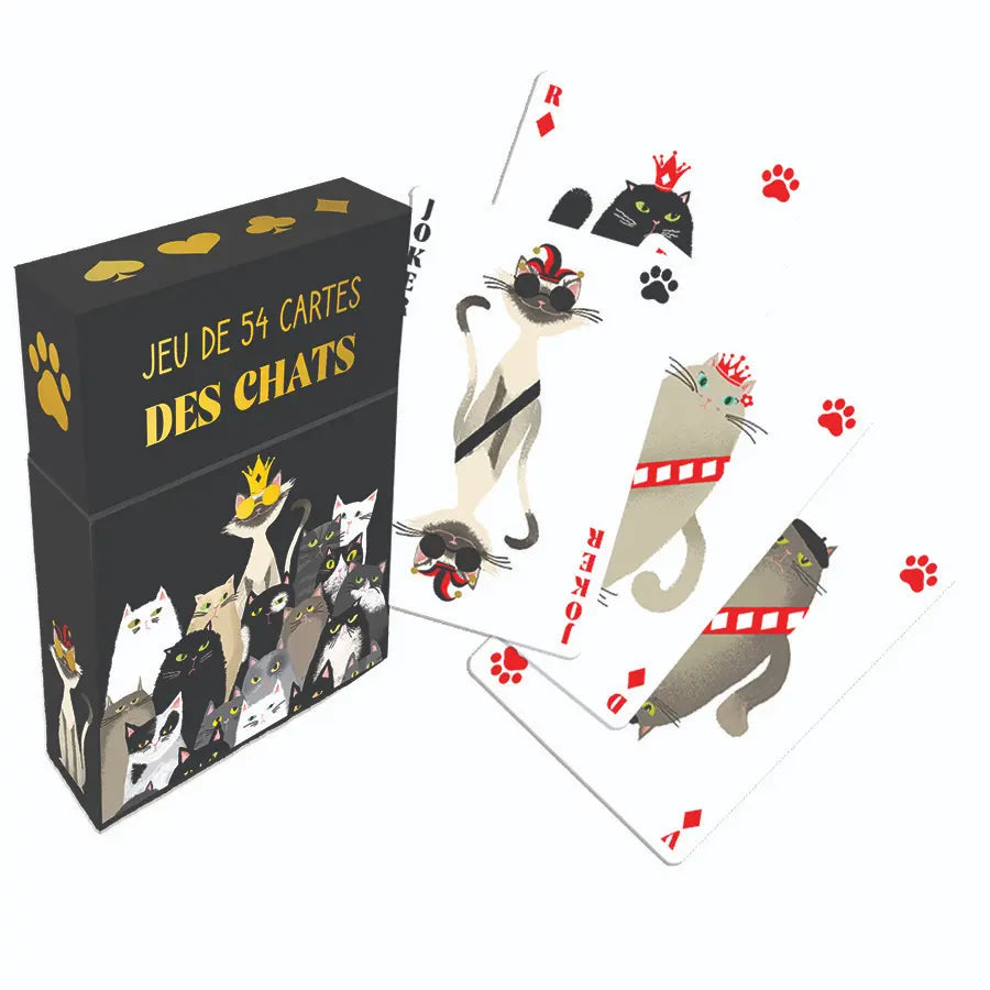 Jeu de 54 cartes illustrées Matous chats finition dorée Cartes d'Art – MT Boutique