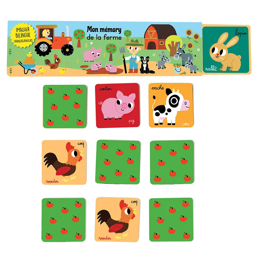 Jeu éducatif memory imagier bilingue français-anglais thème la ferme Cartes d'Art - MT Boutique L'Isle-Jourdain