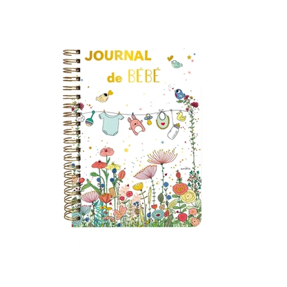 Journal de bébé illustré pré-rempli spirales couverture rigide dorée Cartes d'Art – MT Boutique