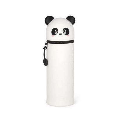 Trousse en silicone panda noir et blanc Legami transformable en pot à crayons.