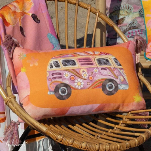 Coussin décoratif orange hippie fauteuil rotin terrasse MT Boutique L'Isle-Jourdain