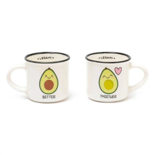 Duo de tasses à café espresso Legami avec motif avocat et message Better together