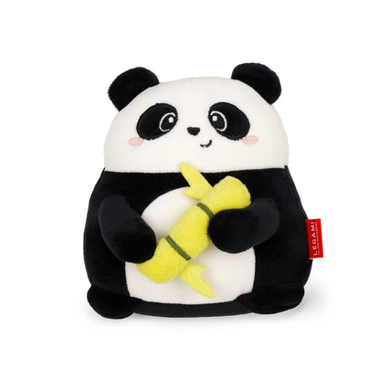 Peluche panda noir et blanc Legami Mini Super Soft avec carte d'identité.