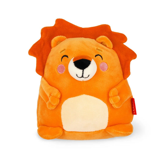 Peluche lion jaune et orange Legami Mini Super Soft avec crinière douce et carte d'identité.