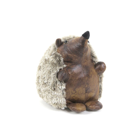 Bloque-porte décoratif en forme de hérisson Mika par Pomme Pidou, polyester marron et fourrure synthétique.