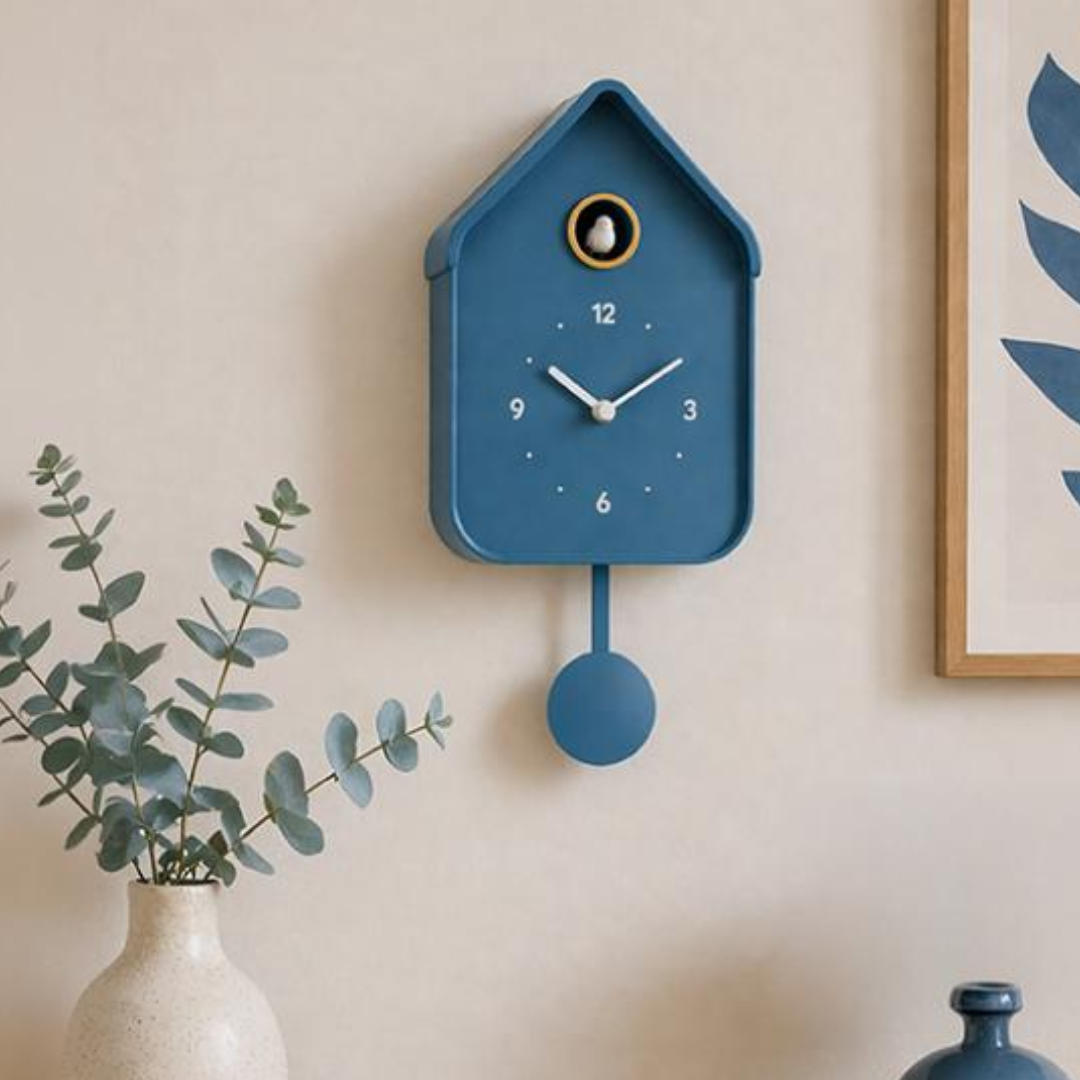 Horloge Coucou Vintage Moderne Bleue