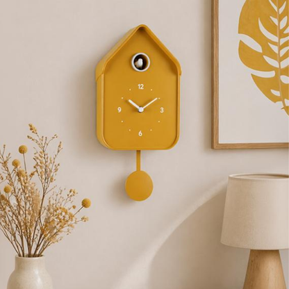 Horloge Coucou Vintage Moderne Jaune
