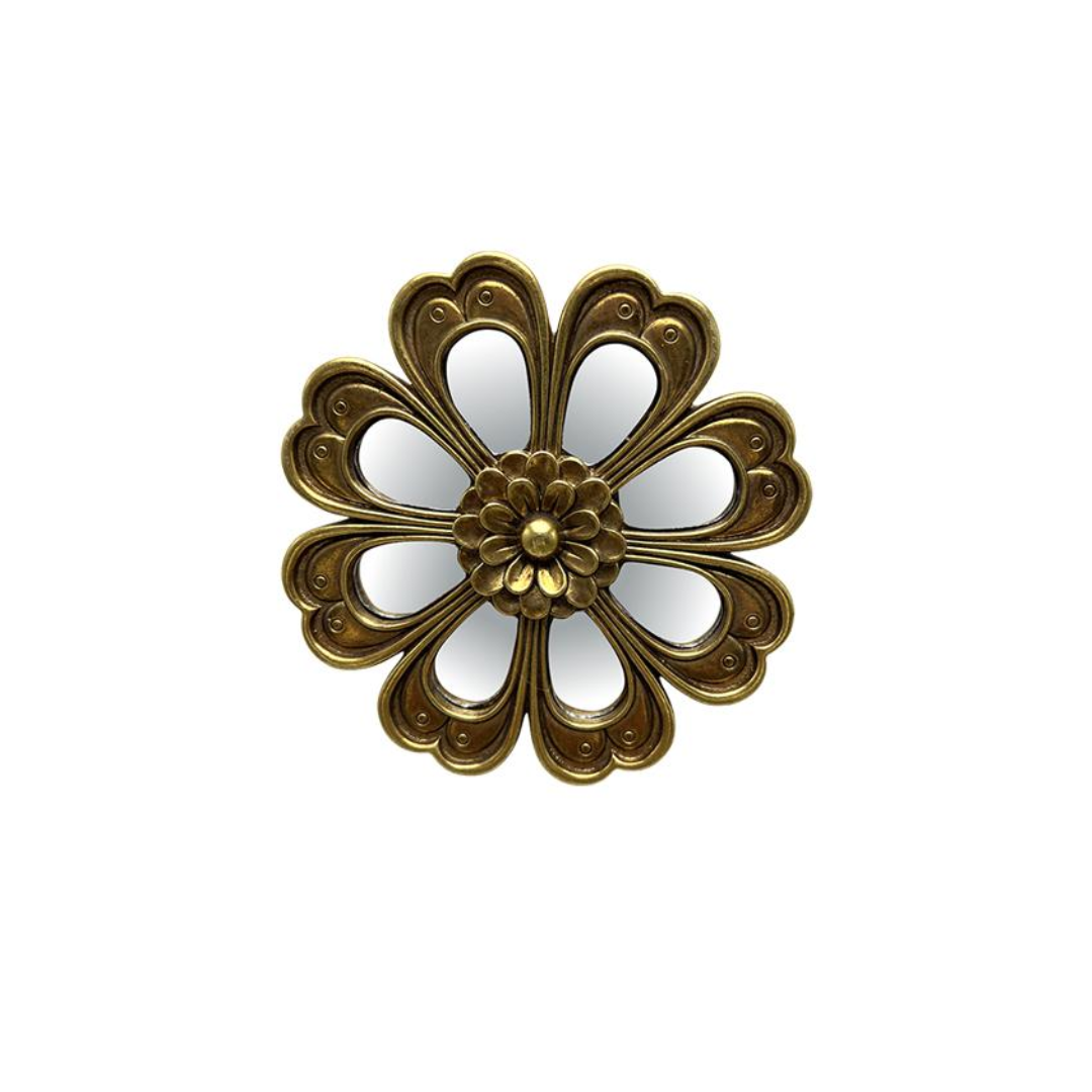 Déco Murale Fleur Miroir Doré – EMDE | Diamètre 12,3 cm