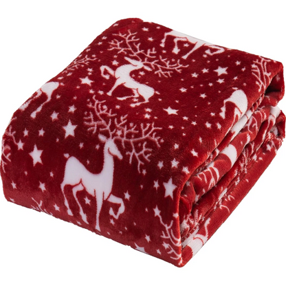plaid de Noël rouge 150x200 en polaire douce